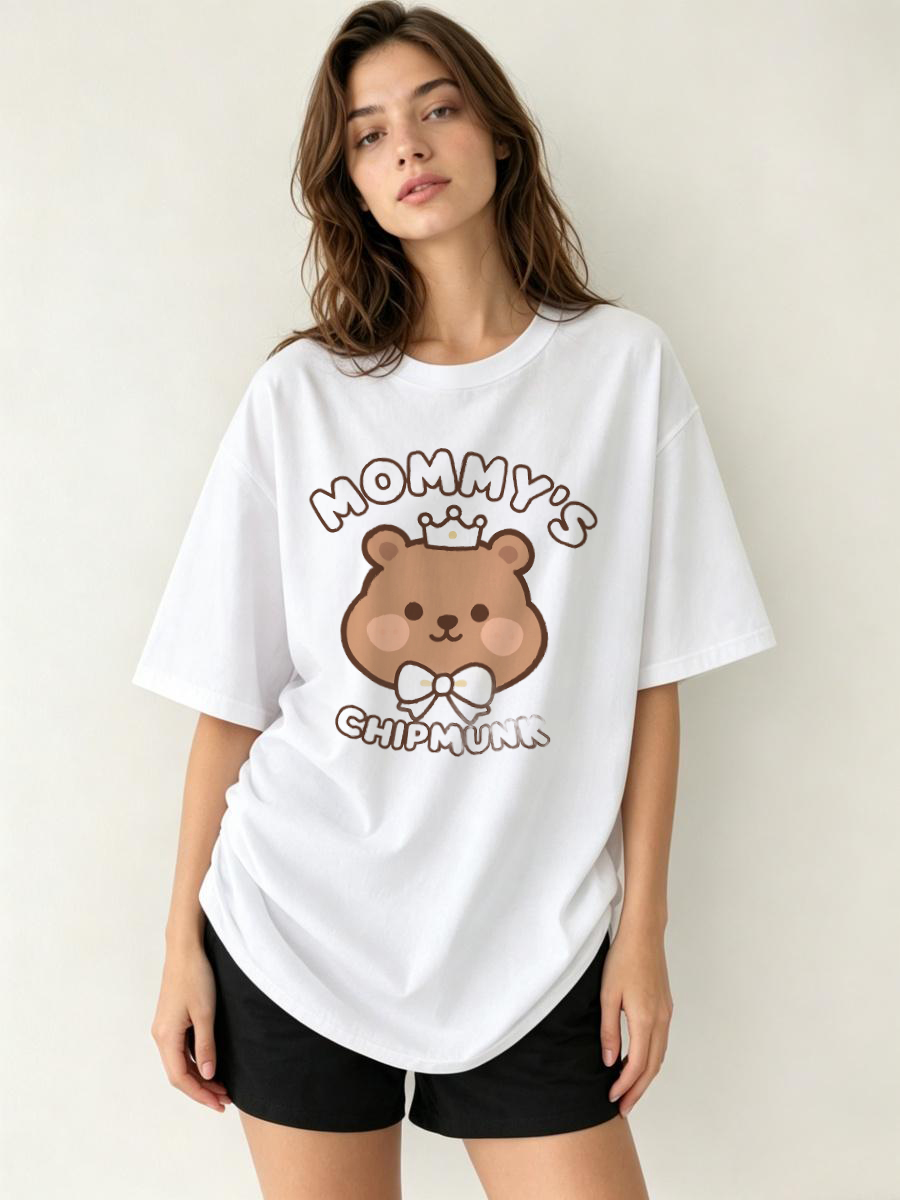 Longline Tee Oversized - T-shirts en coton à col rond,