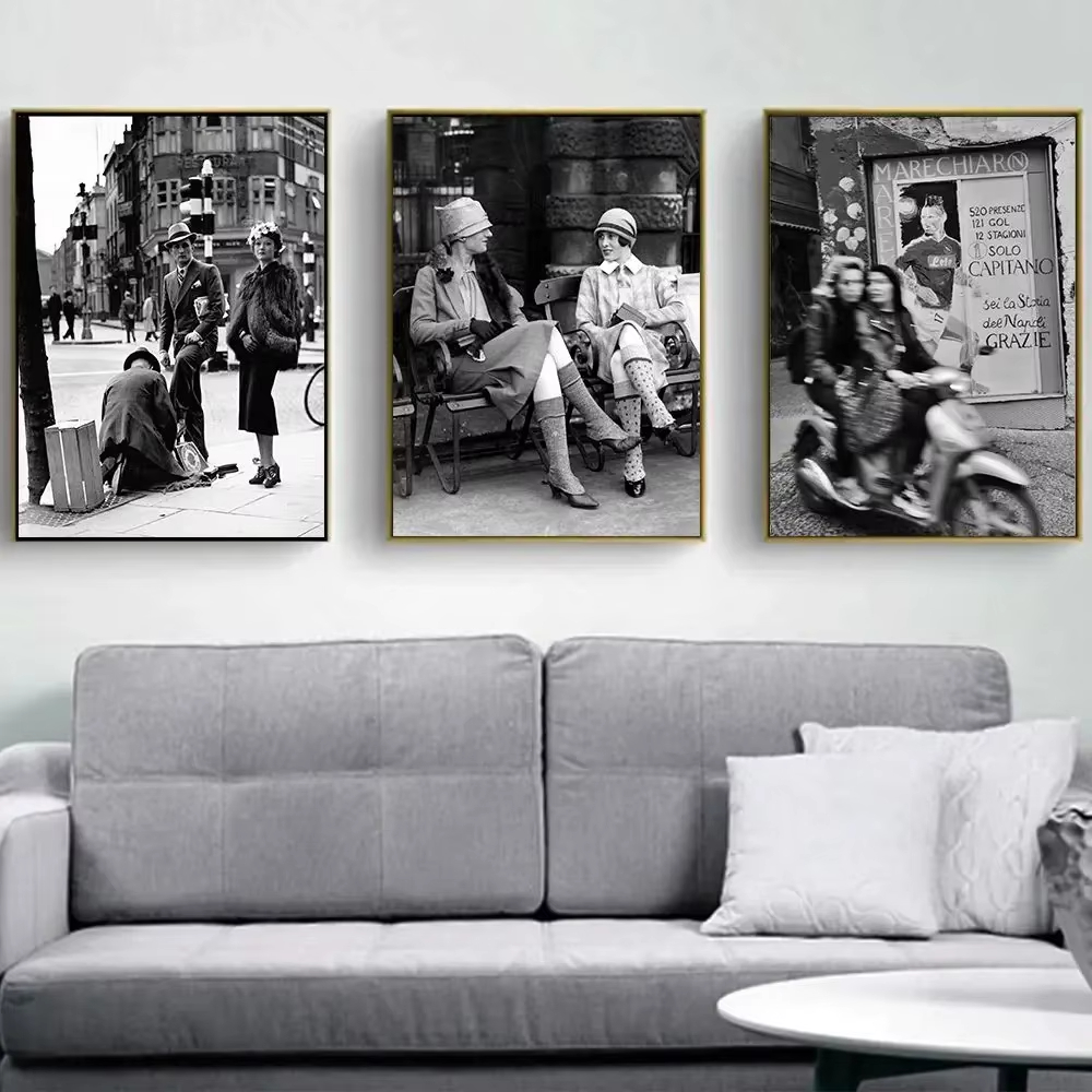 Street Fashion Paris - Impression photographique vintage noir et blanc,