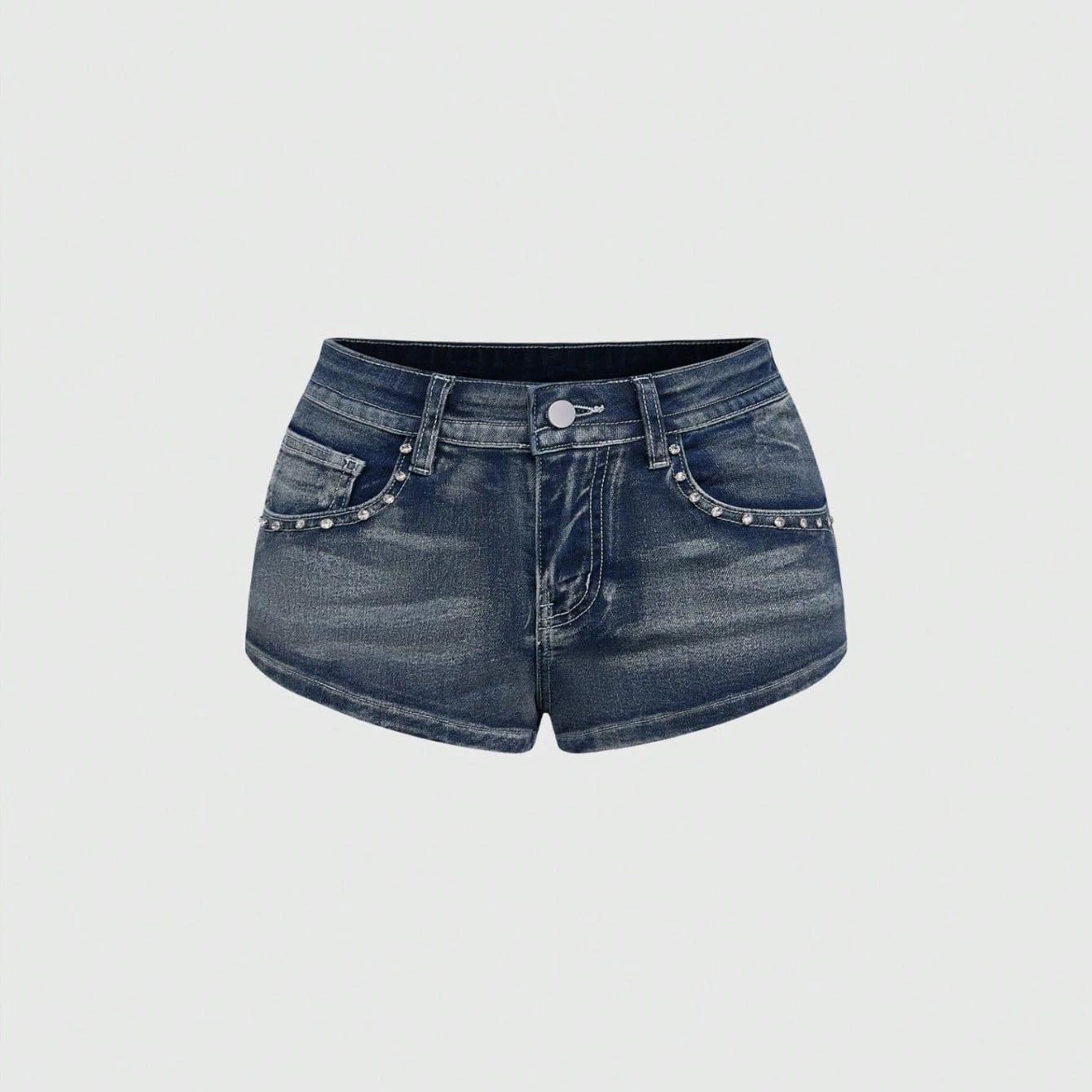 Street Fashion American - Shorts en jean brodés de strass