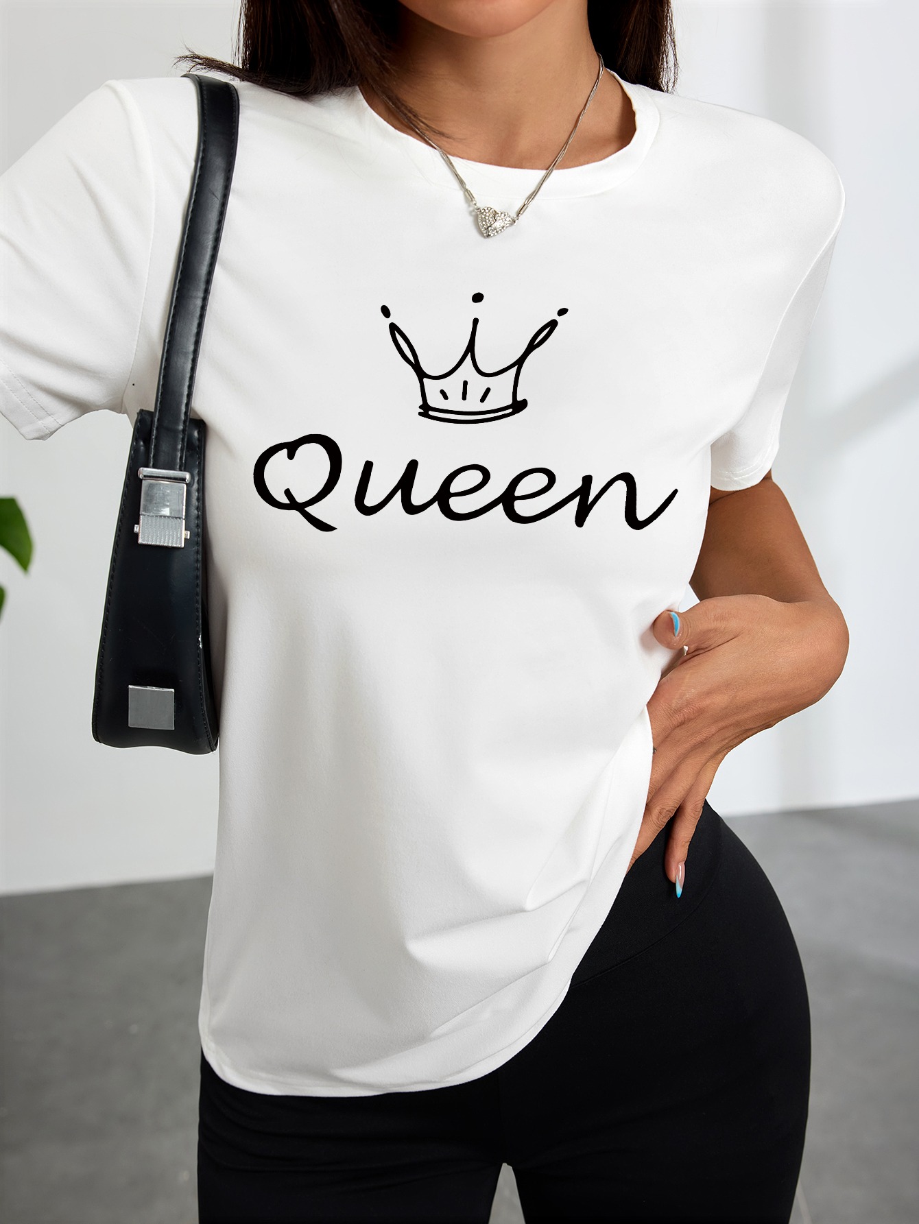 Queen Street Fashion - T-shirt blanc pour femme avec imprimé