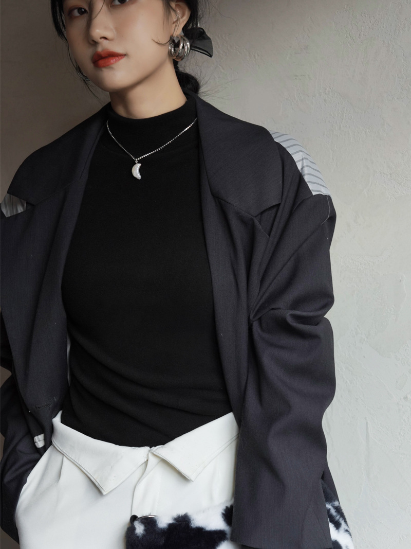 Longline Tee Oversized - Style classique femmes col Semi haut