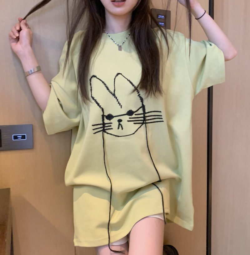 Longline Tee Oversized - T-shirt minimaliste à manches courtes, col