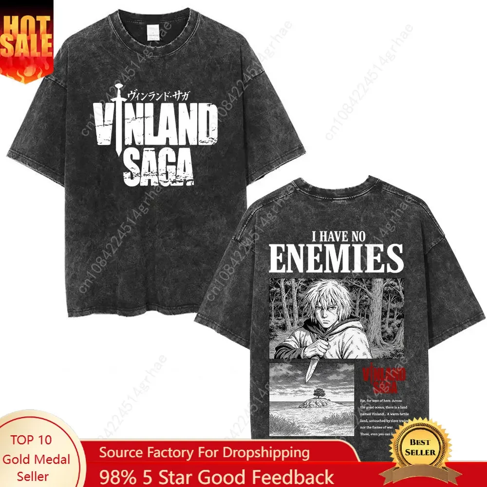 Street Fashion Anime - T-shirt Vintage Lavé Anime Vinland Saga