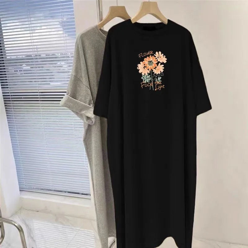 Longline Tee Oversized - Robe t-shirt surdimensionnée à imprimé floral