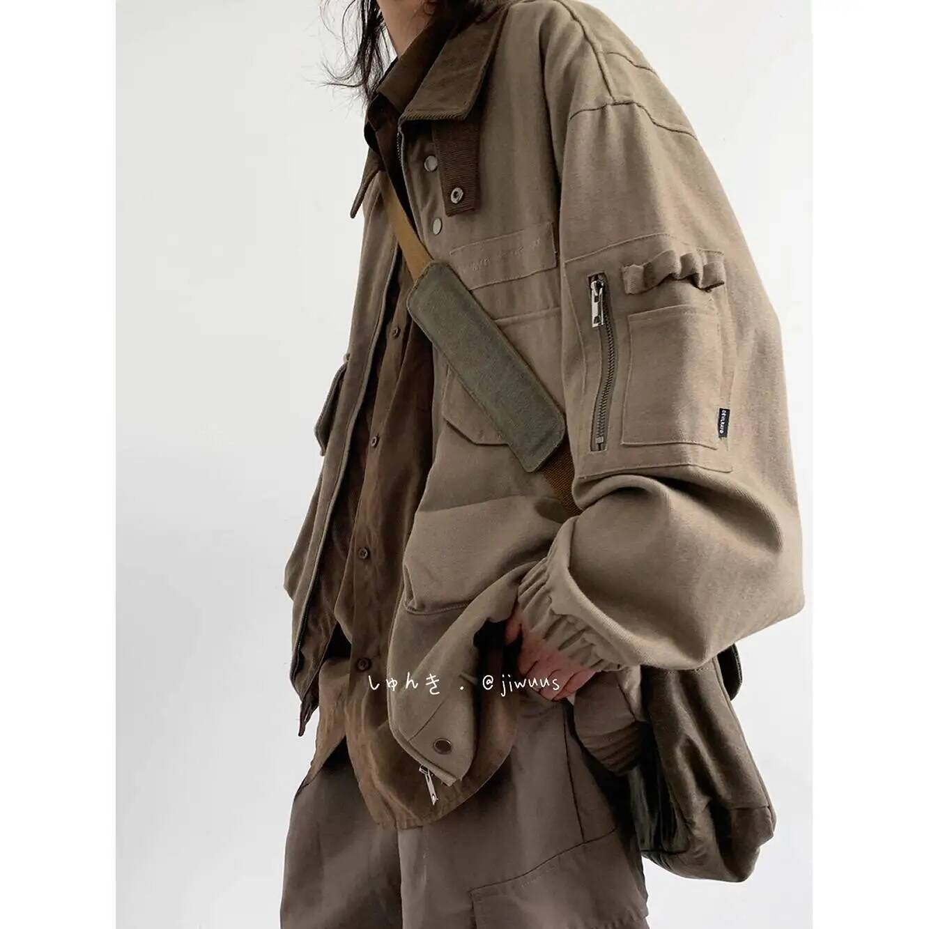 Street Fashion Jacket Men - Veste Cargo ample pour homme, Vintage