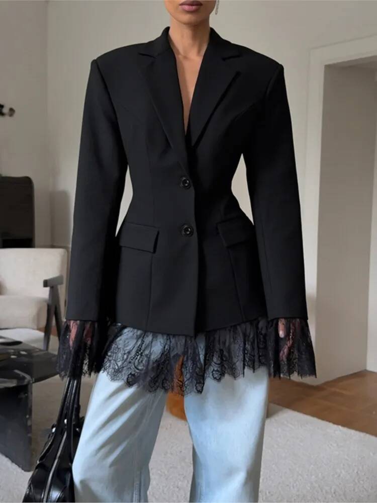 Street Fashion Taiwan - Élégant dentelle Blazer manteau femmes mode