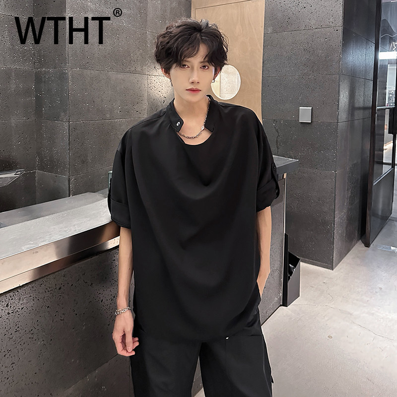 Street Fashion Taiwan - T-shirts plissés amples à col rond