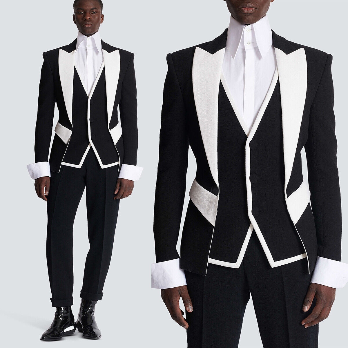 Street Fashion Jacket Men - Costumes de mariage assortis noirs et