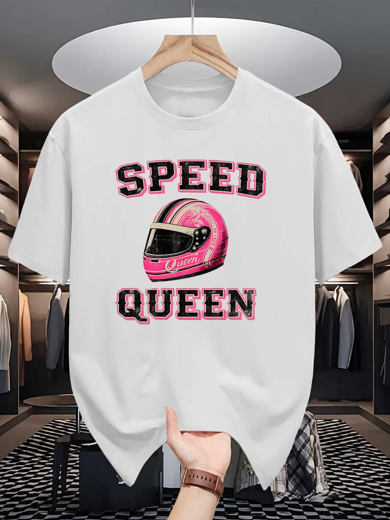 Queen Street Fashion - T-shirt en coton pour homme, col
