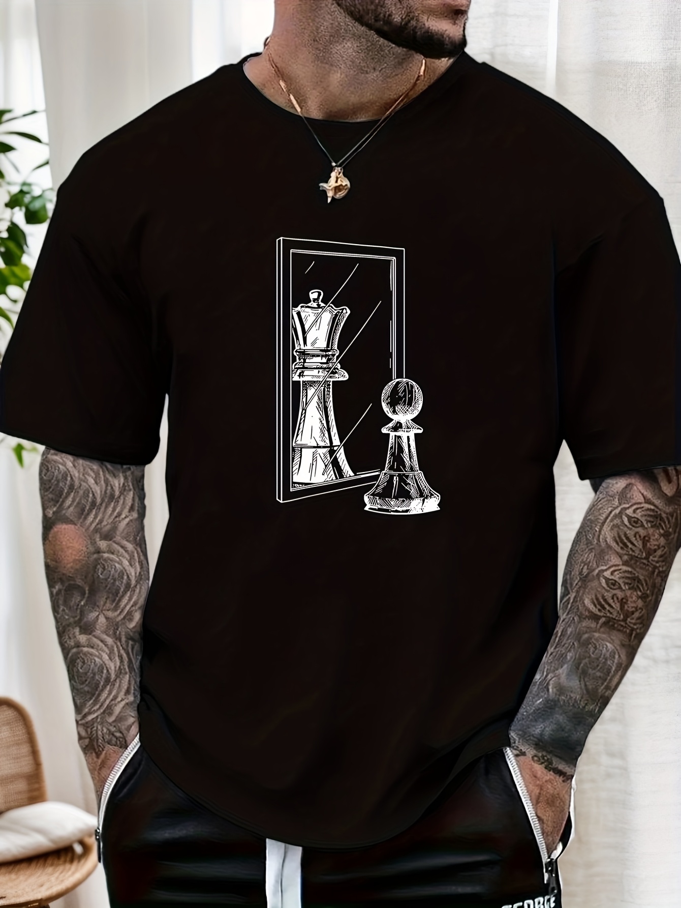 T-shirt blanc pour homme, impr - Queen Street Fashion avis et prix