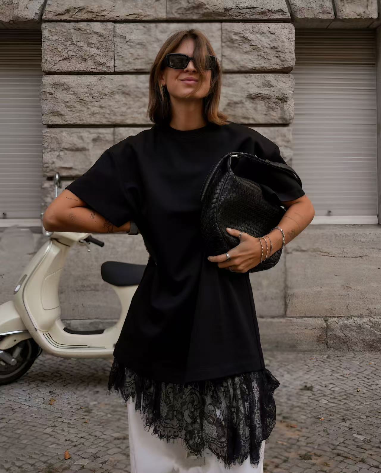 T-shirt long oversize à col ro - Longline Tee Oversized avis et prix