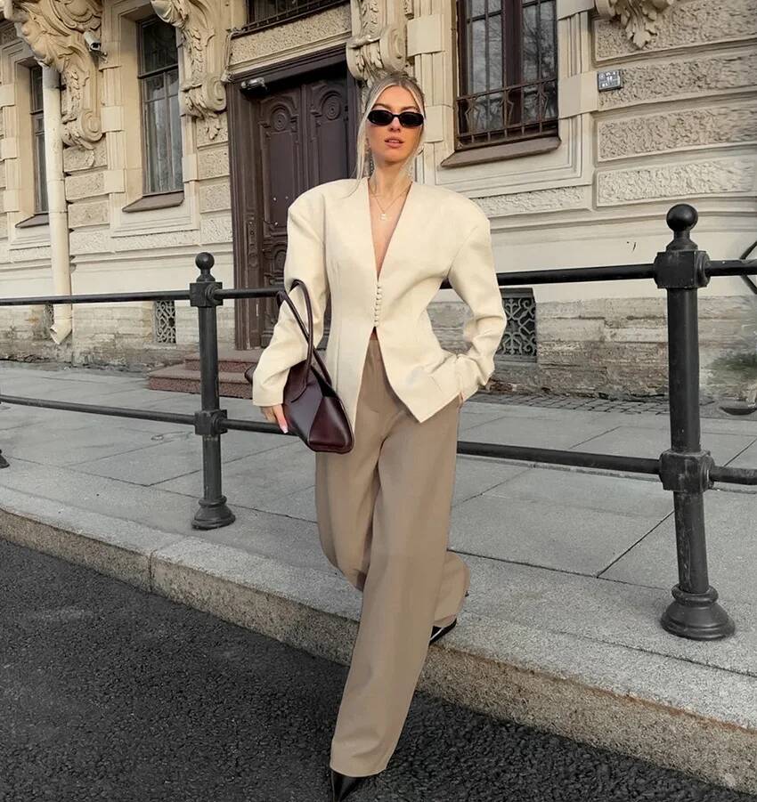 Blazer ajusté pour femme, col  - Street Fashion Taiwan avis et prix